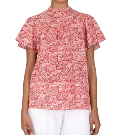 Banjanan Joyful Shell Pattern Top In Shell Coral In Pink