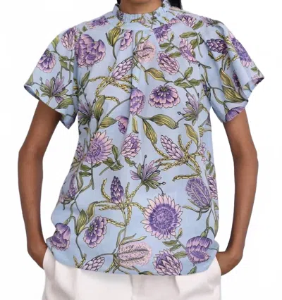 Banjanan Joyful Short Sleeve Top In Blue/purple