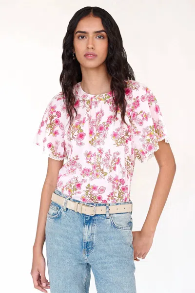 Banjanan Joyful Short Sleeve Top In Burdock Peony In Multi