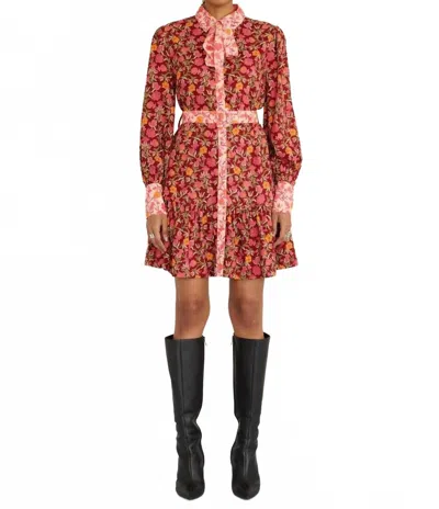 Banjanan Kay Mini Dress In Pomegranate Vine Azalea In Red