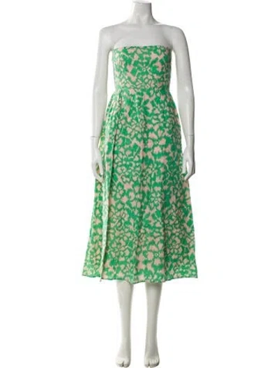 Pre-owned Banjanan Linen Midi Length Dress In Green