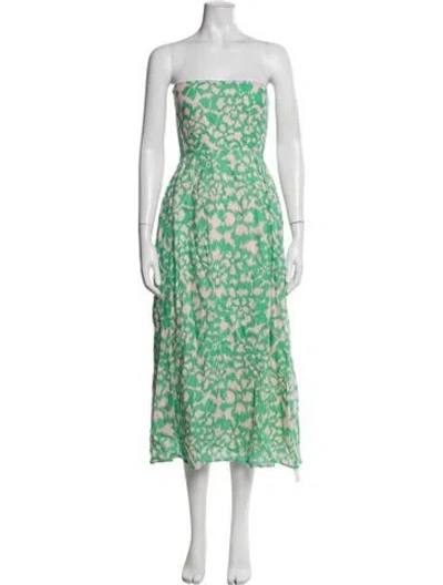 Pre-owned Banjanan Linen Midi Length Dress In Green