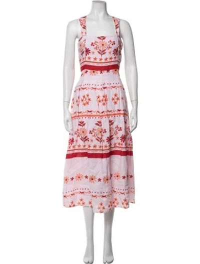 Pre-owned Banjanan Linen Midi Length Dress In Pink