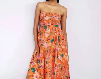 Banjanan Madison Dress In Bali Floral Sunset In Orange