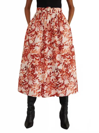 Banjanan Magdalena Midi Skirt In Bibi Rose Chocolate In Brown