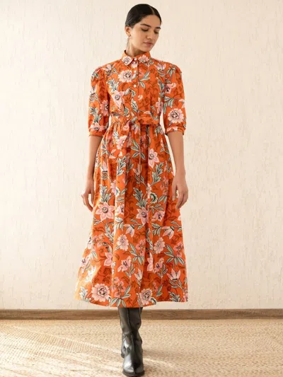 Banjanan Marlene Midi Dress In Spice In Orange