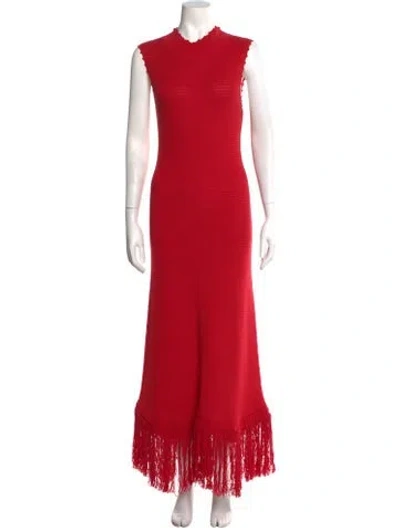 Pre-owned Banjanan Mock Neck Long Dress W/ Tags In Red