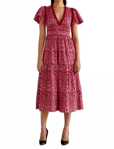 Banjanan Naxos Dress In Floral Red In Multi