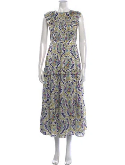 Pre-owned Banjanan Paisley Print Long Dress In Blue