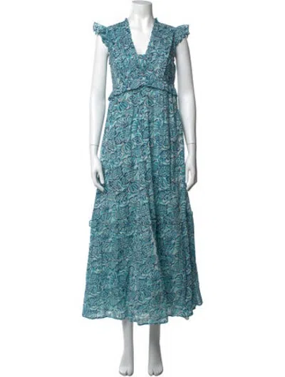 Pre-owned Banjanan Paisley Print Long Dress In Blue