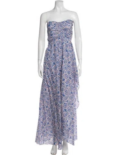 Pre-owned Banjanan Paisley Print Long Dress W/ Tags In Blue