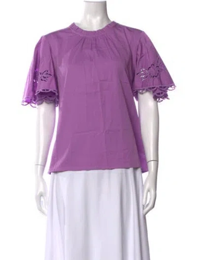 Pre-owned Banjanan Patterned Crew Neck Top In Purple
