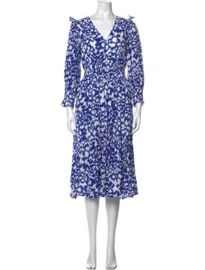 Pre-owned Banjanan Patterned Long Dress In Blue
