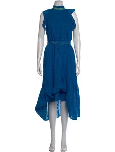 Pre-owned Banjanan Patterned Long Dress In Blue
