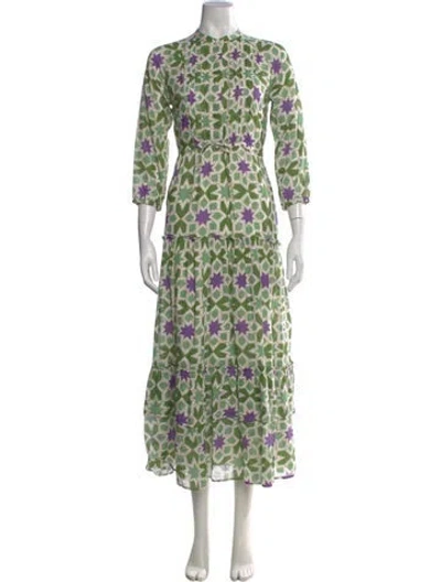 Pre-owned Banjanan Patterned Long Dress In Green