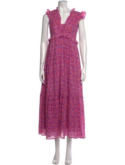 Pre-owned Banjanan Patterned Long Dress In Pink