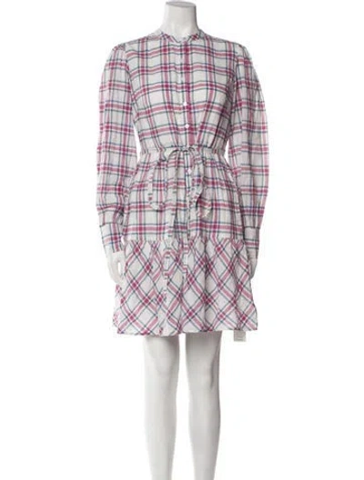 Pre-owned Banjanan Plaid Print Mini Dress In White