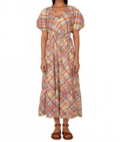 Banjanan Poppy Midi Dress In Rainbow Hibiscus In Multi