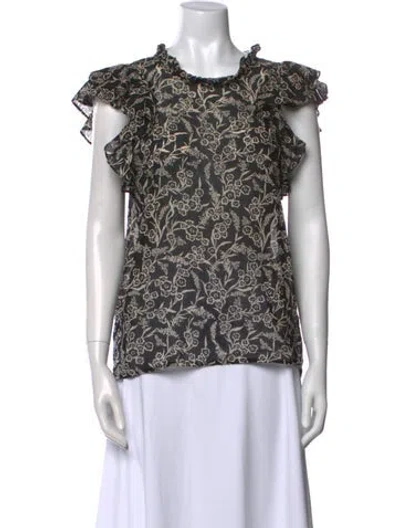 Pre-owned Banjanan Printed Cowl Neck Blouse In Black