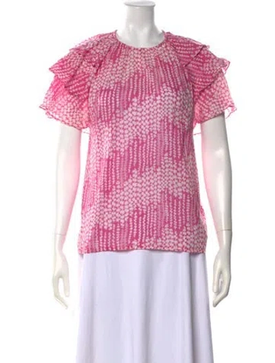 Pre-owned Banjanan Printed Crew Neck Blouse In Pink