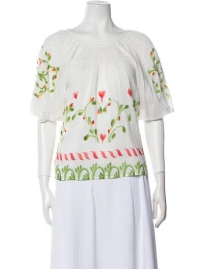 Pre-owned Banjanan Printed Crew Neck T-shirt In White