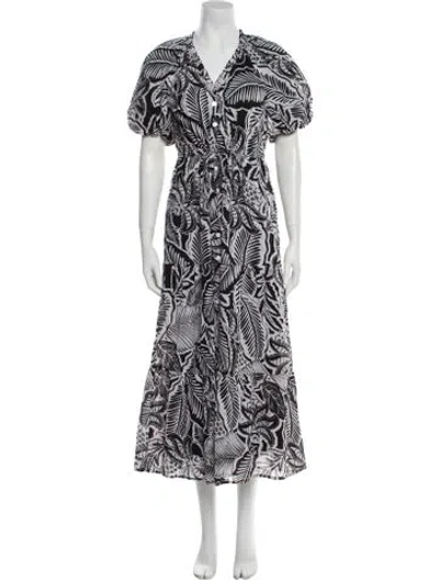 Pre-owned Banjanan Printed Long Dress In Black