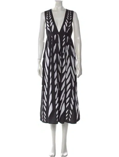 Pre-owned Banjanan Printed Long Dress In Black