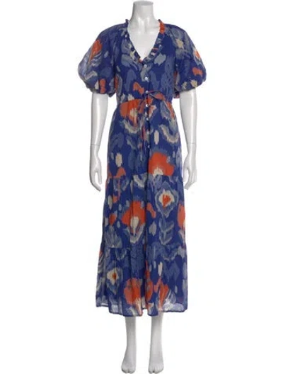 Pre-owned Banjanan Printed Long Dress In Blue