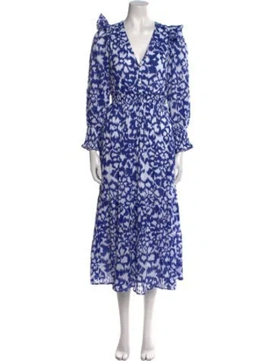 Pre-owned Banjanan Printed Long Dress In Blue
