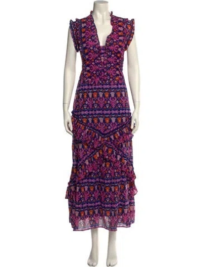 Pre-owned Banjanan Printed Long Dress In Blue