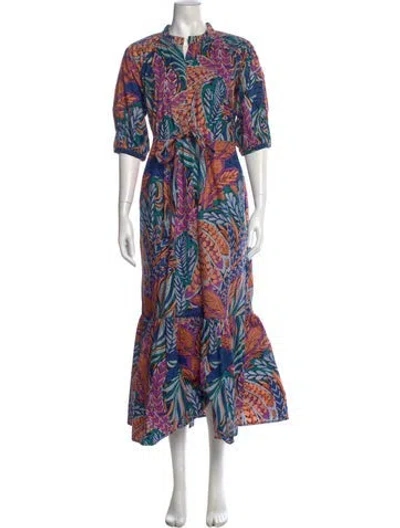 Pre-owned Banjanan Printed Long Dress In Blue