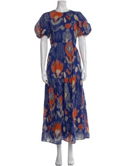 Pre-owned Banjanan Printed Long Dress In Blue