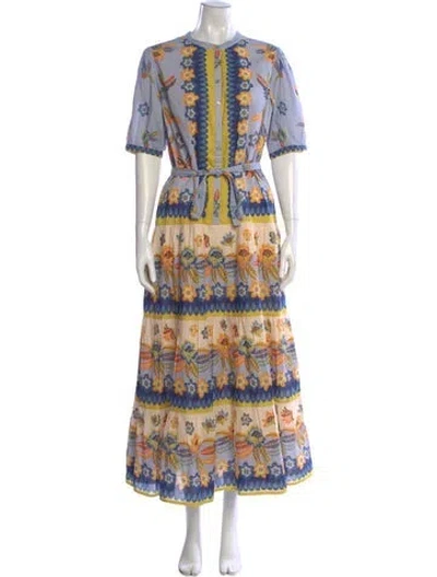 Pre-owned Banjanan Printed Long Dress In Blue