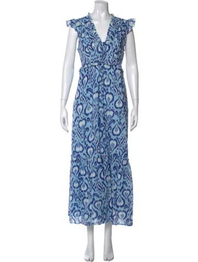 Pre-owned Banjanan Printed Long Dress In Blue