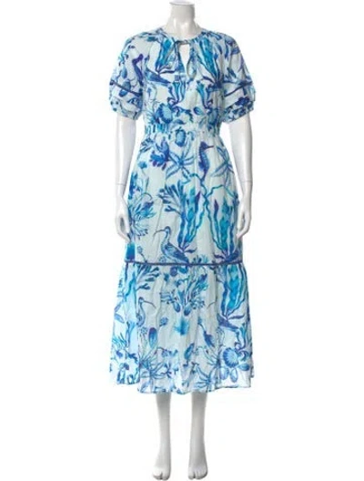 Pre-owned Banjanan Printed Long Dress In Blue