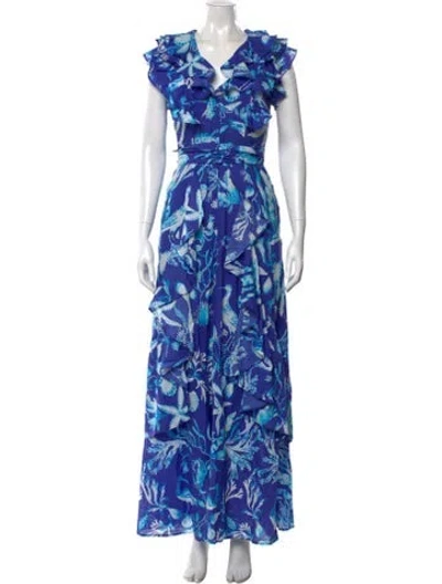Pre-owned Banjanan Printed Long Dress In Blue