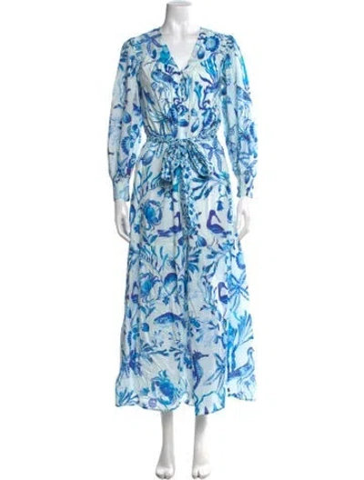 Pre-owned Banjanan Printed Long Dress In Blue