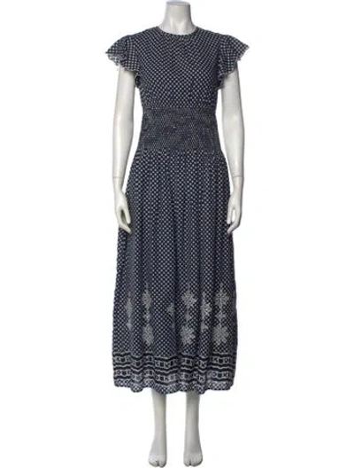 Pre-owned Banjanan Printed Long Dress In Blue