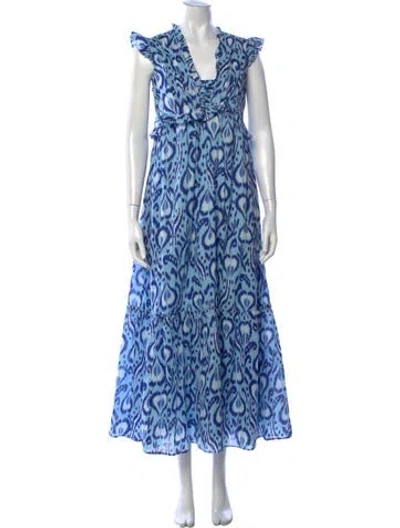 Pre-owned Banjanan Printed Long Dress In Blue