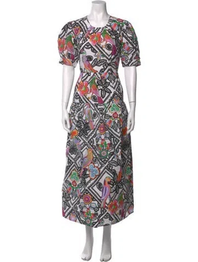 Pre-owned Banjanan Printed Long Dress In Blue