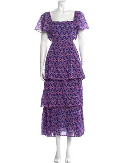 Pre-owned Banjanan Printed Long Dress In Blue/purple