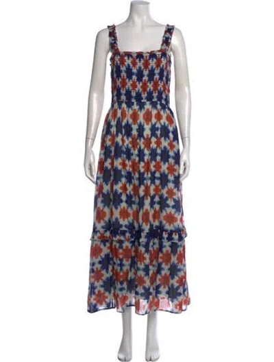 Pre-owned Banjanan Printed Long Dress In Blue/red