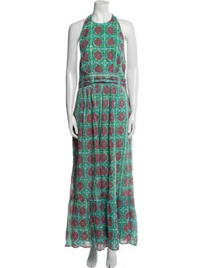 Pre-owned Banjanan Printed Long Dress In Green