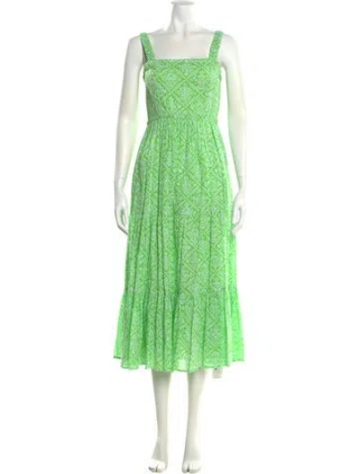 Pre-owned Banjanan Printed Long Dress In Green