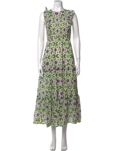 Pre-owned Banjanan Printed Long Dress In Green