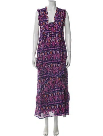 Pre-owned Banjanan Printed Long Dress In Multi