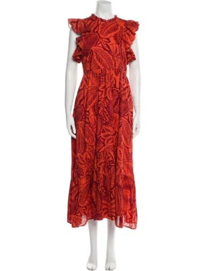 Pre-owned Banjanan Printed Long Dress In Orange