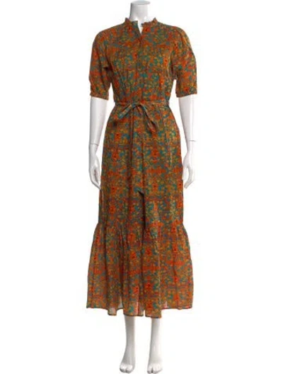 Pre-owned Banjanan Printed Long Dress In Orange