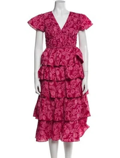 Pre-owned Banjanan Printed Long Dress In Pink