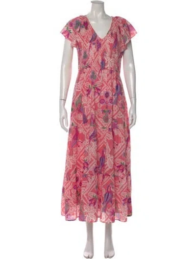 Pre-owned Banjanan Printed Long Dress In Pink